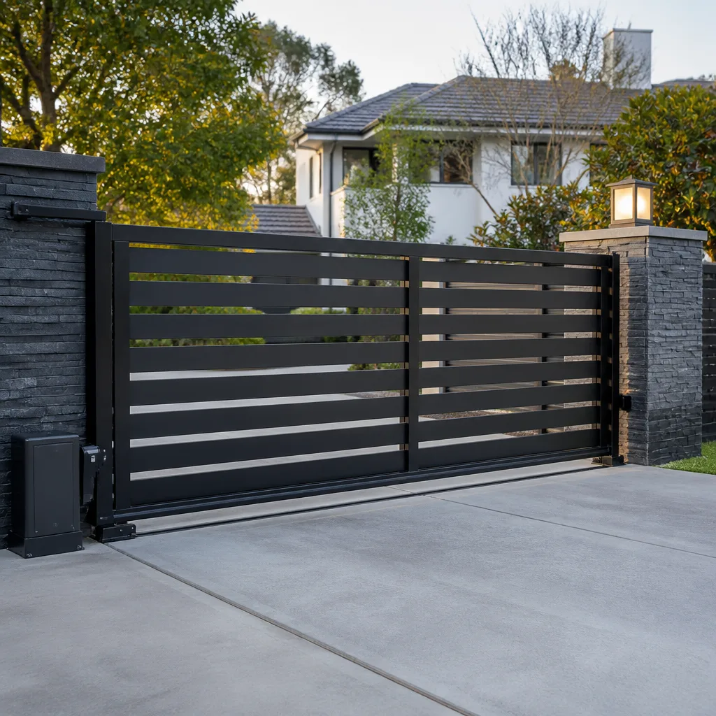 Sliding driveway gates
